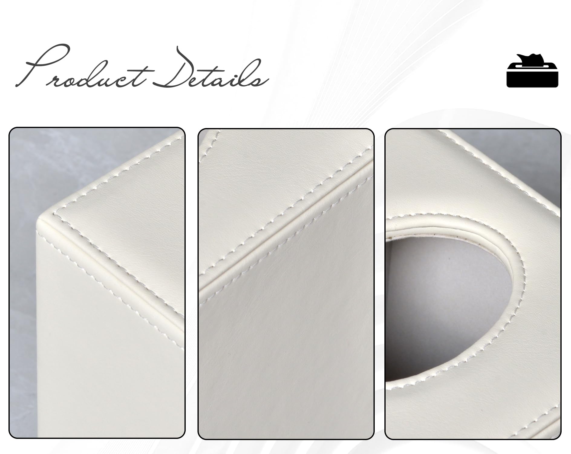 Colylan Tissue Box Cover Square Tissue Box Holder For Bathroom (White)