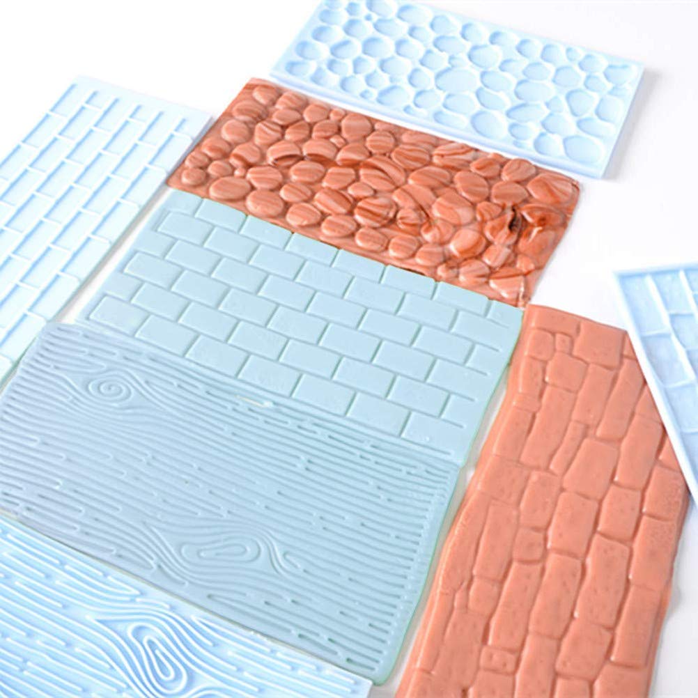 10 Set Fondant Impression Mat Mold Lace Embossing Mat Tree Bark/Brick Wall/Flower/Stone Wall Fondant Impression Mats Texture Des