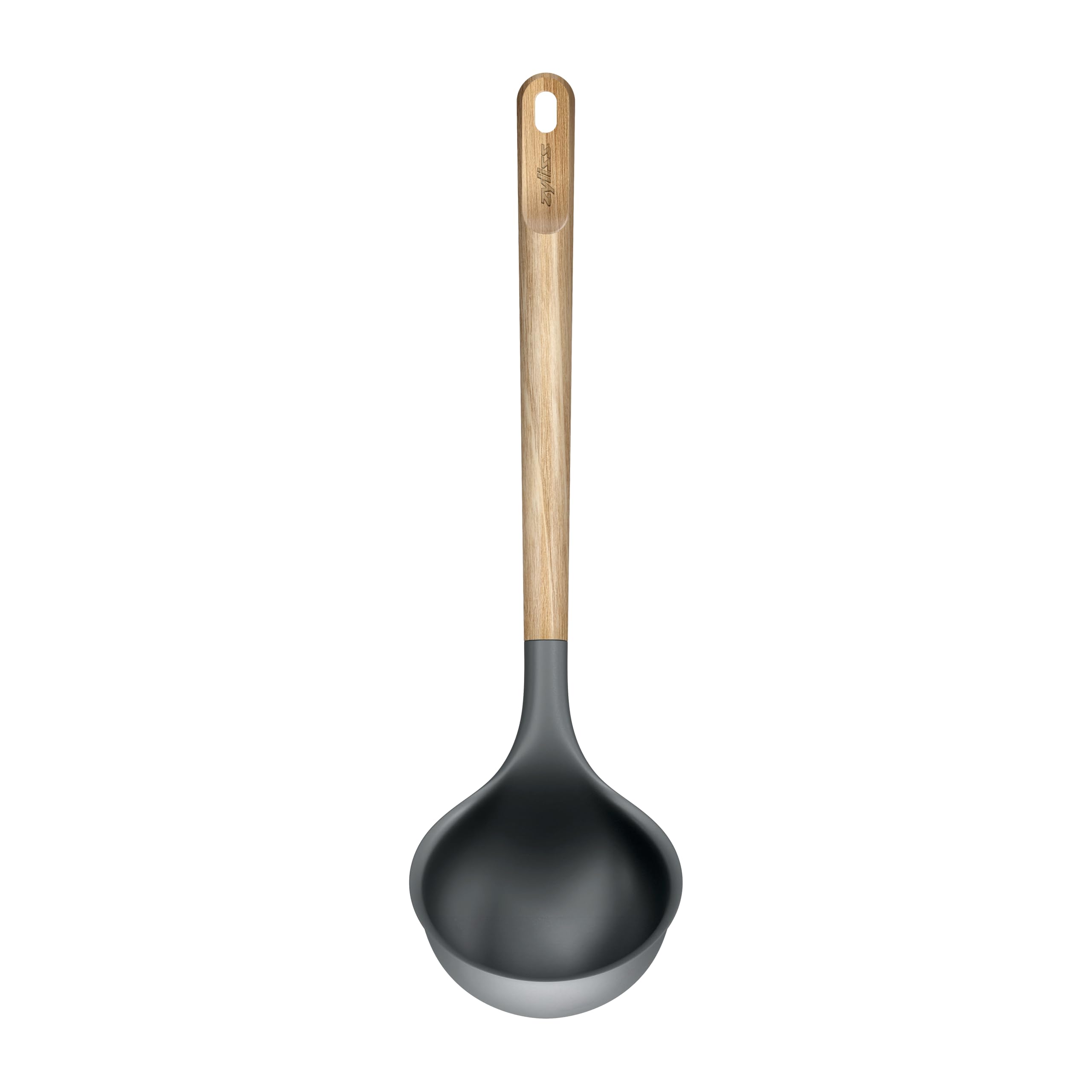 Zyliss Oak Wood Ladle Large  Durable Soup Ladle with HeatResistant PBT Head, NonStick Safe Silicone Edge, FSC Oak Handle, Rol