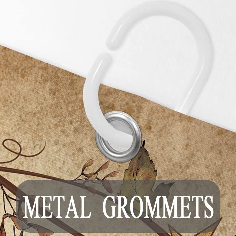 Boziqr Fall Shower Curtains For Bathroom, Autumn Pumpkin Harvest Farmhouse Thanksgiving Halloween Fabric Shower Curtain With Hoo