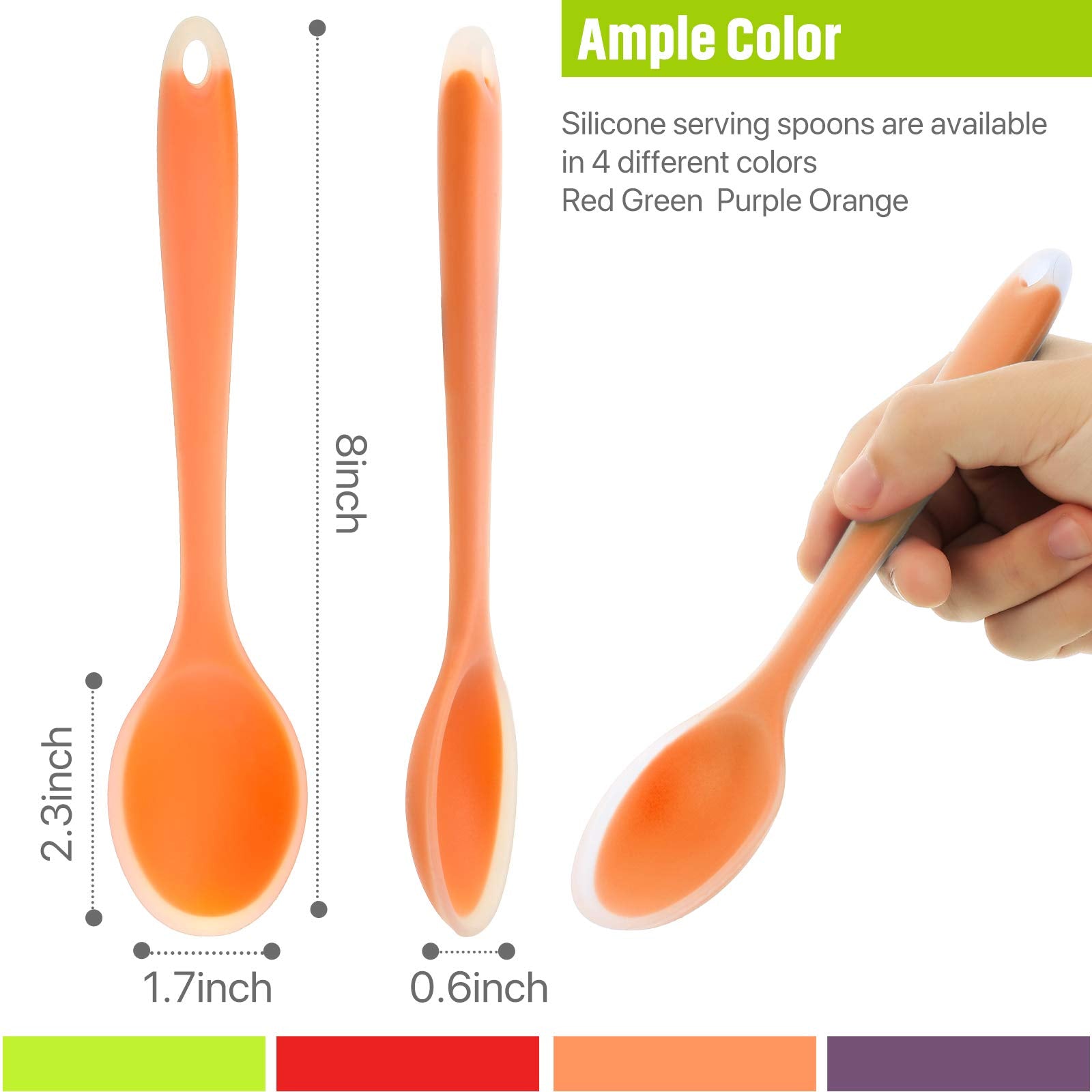 Patelai 4 Pieces Small Multicolored Silicone Spoons Silicone Serving Stirring Spoon For Kitchen Nonstick Cooking Baking Stirring