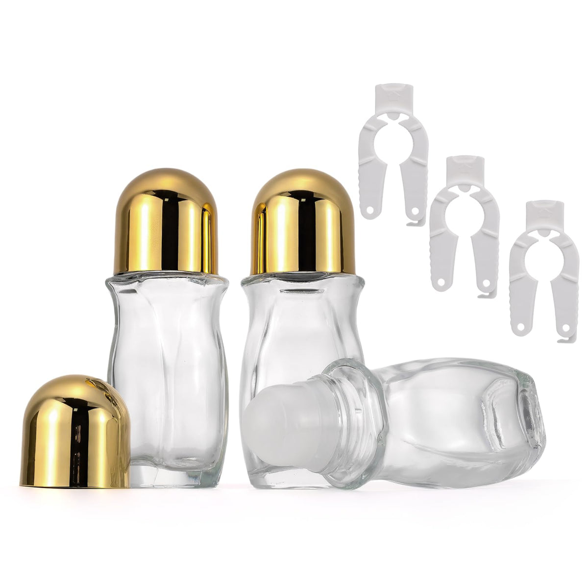 Jiuwu Frosted Clear Roll On Bottles,3 Pack Roller Bottles For Deodorant,50 Ml Essential Oil Roller Bottles,Empty Glass Bottle Wi