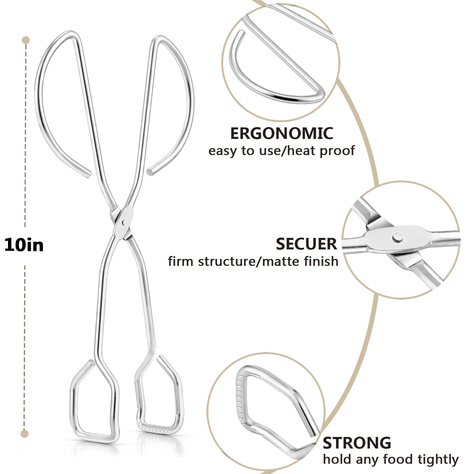 10In Scissor Tongs, Hasteel Stainless Steel Kitchen Food Tongs For Cooking Serving Catering Grilling, Metal Barbecue Bread Buffe