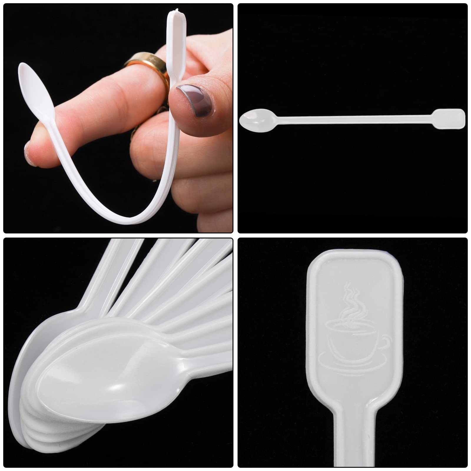 Deayou 1000 Pcs Plastic Coffee Stirrer, 5'' Disposable Stir Sticks For Drinks Cocktails, Mini Coffee Stirring Spoon Rod For Blen