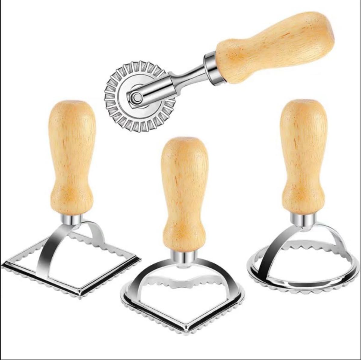 Ravioli Stamp Set, Ravioli Maker Cutter Stamp, Ravioli Stamp Maker Cutter With Roller Wheel Set, Pasta Press Round & Square & He