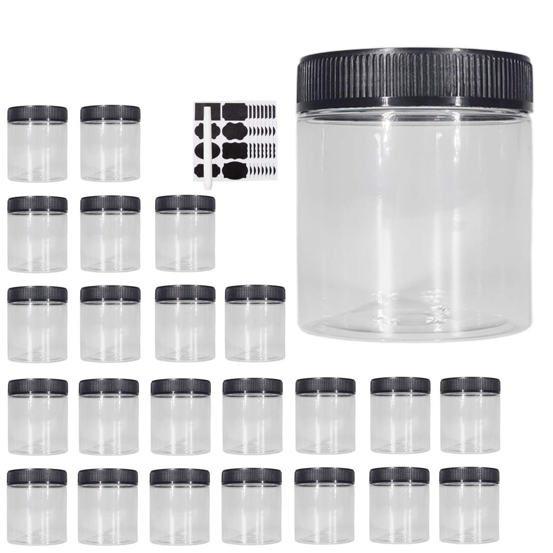 8oz Plastic Jars With Lids, Airtight Container for Food Storage, Clear Plastic Jars Ideal For Dry Food, Peanut Butter, Honey Jam