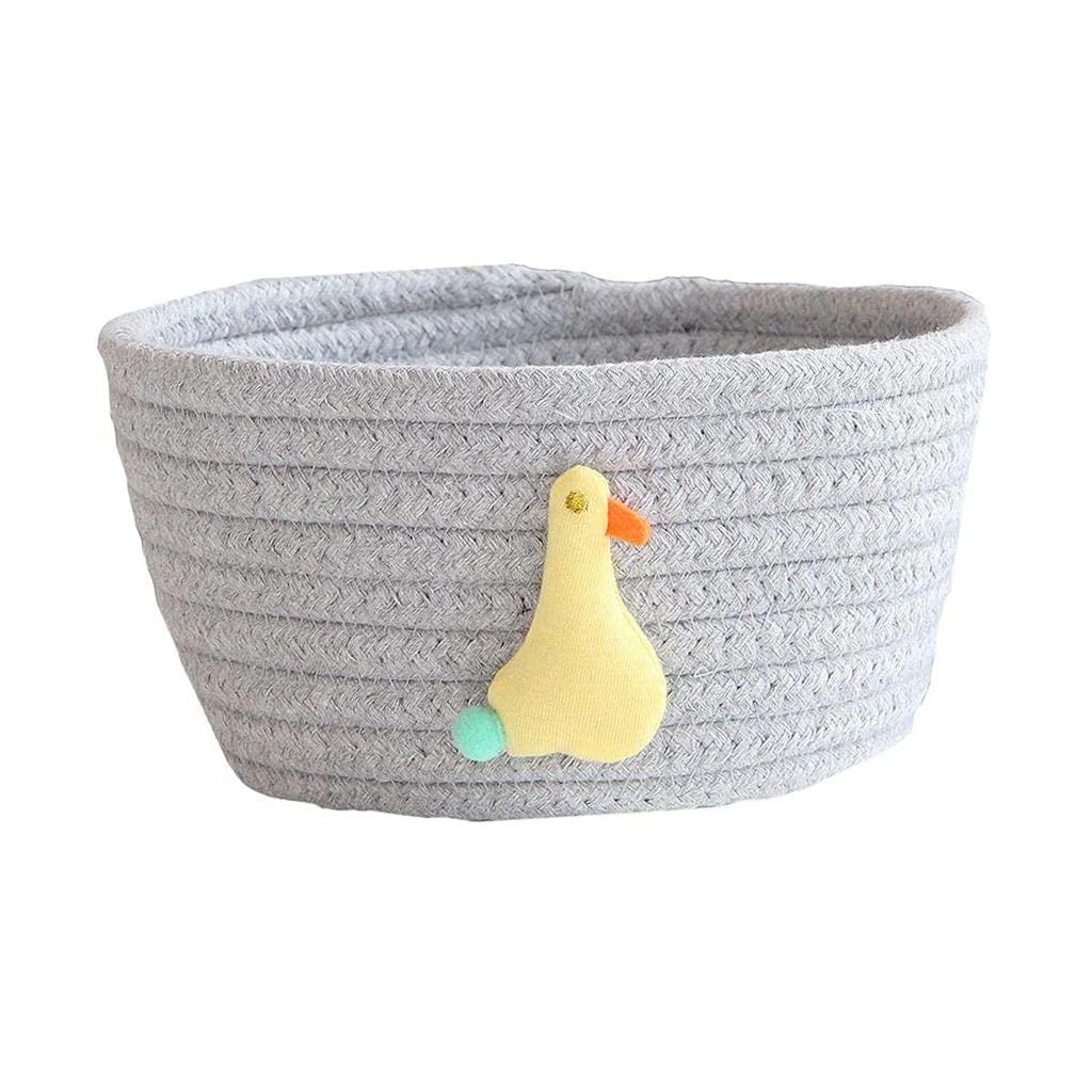 Enakshi Handwoven Cotton Thread Storage Basket Bin Tabletop Toys Organizer Decor Gray Duck|Home & Garden | Household Supplies & 