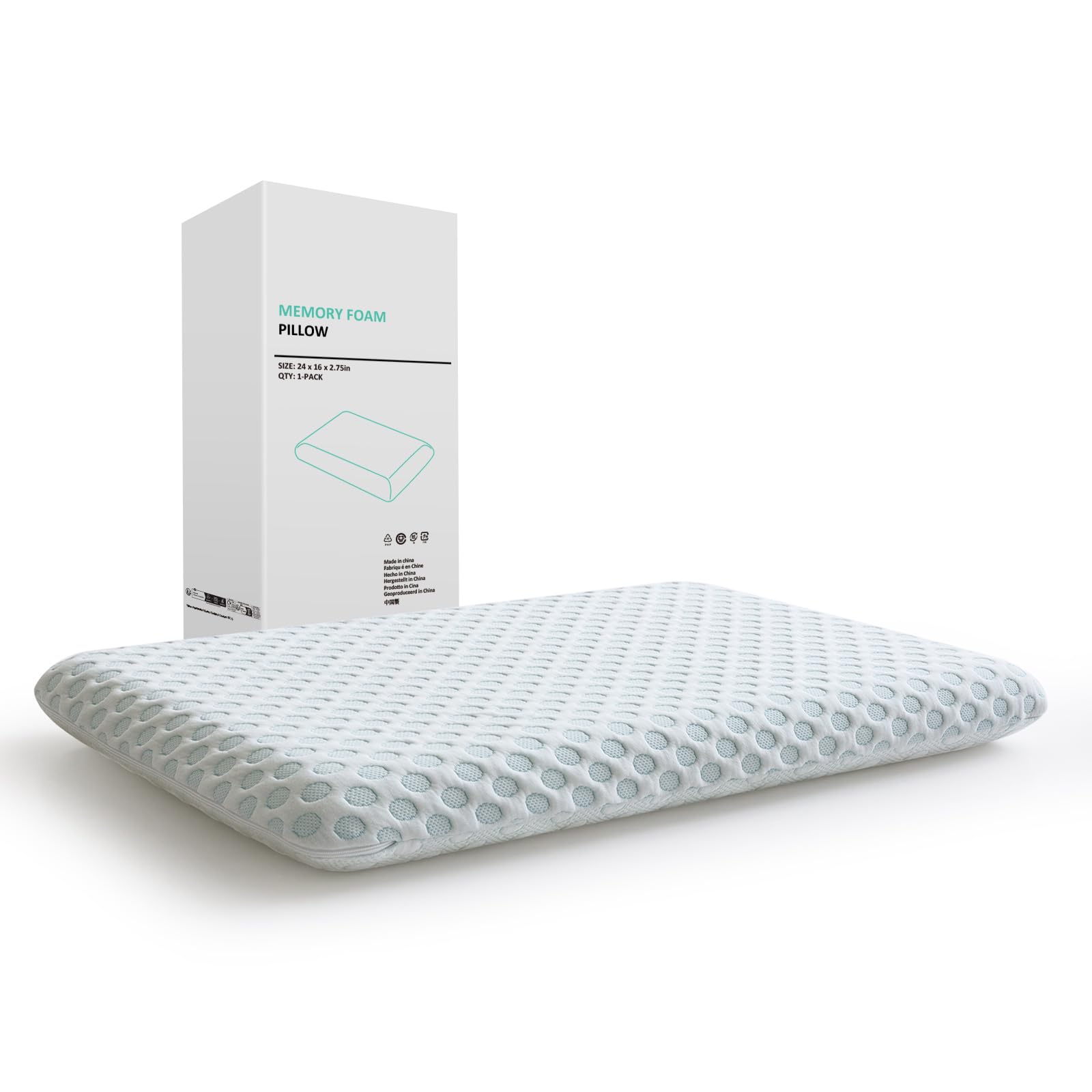 Hcore Ultra Thin Pillow 2.75 Stomach Sleeping, Slim Pillow For Side Back Stomach Sleepers, Gel Infused Memory Foam Pillow With T