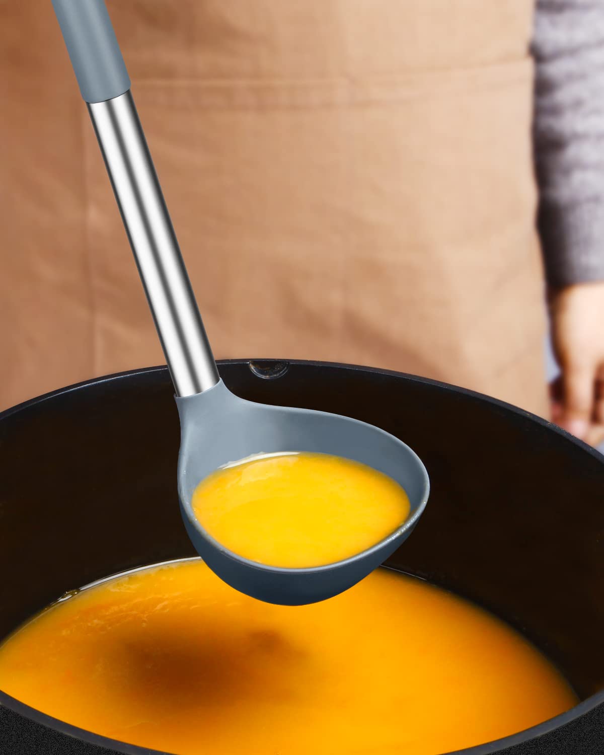 Pack Of 2 Ladle Spoon,Silicone Large Spoon For Soup,Non Stick Kitchen Utensils With High Heat Resistant,Bpa Free Perfect Kitchen