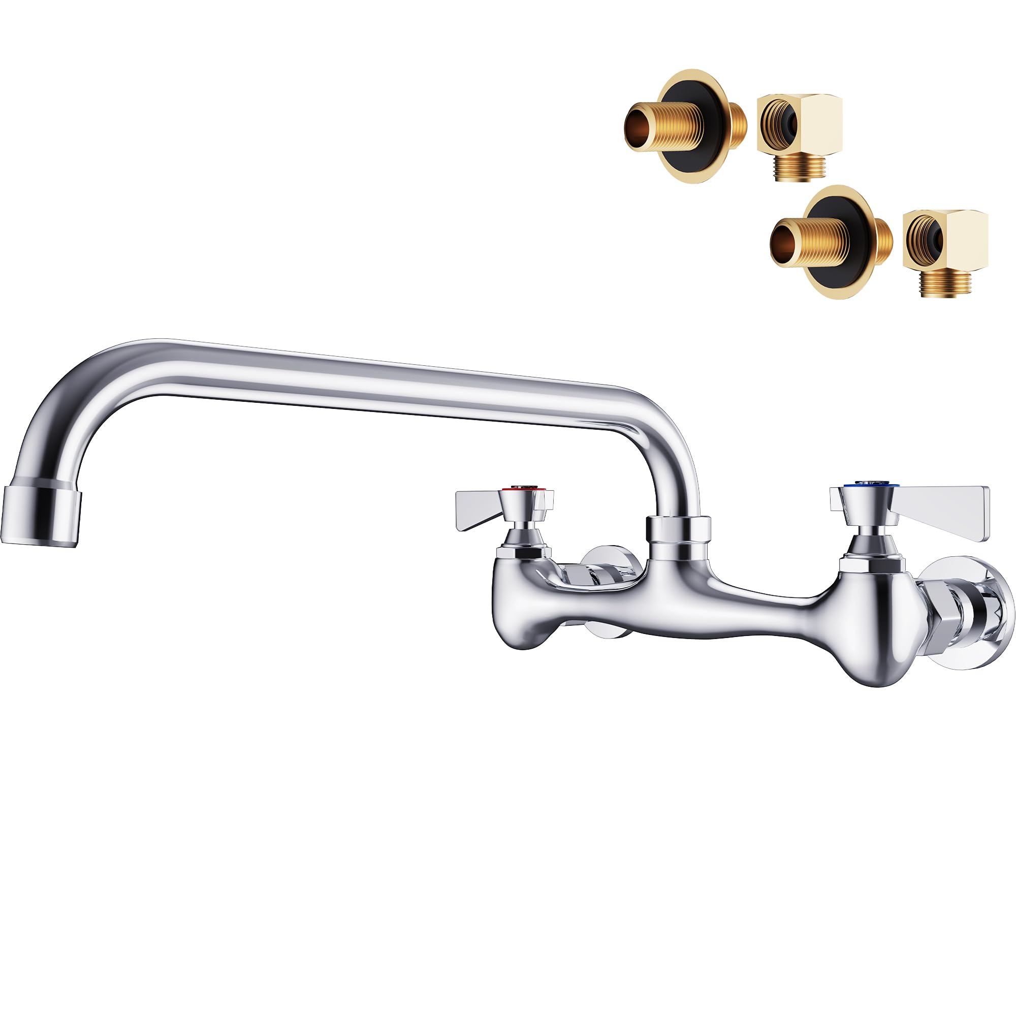 Gimili Wall Mount Commercial Sink Faucet With 12    Swivel Spout Polish Chrome Brass Utility Sink Faucet For Kitchen Laundry Res