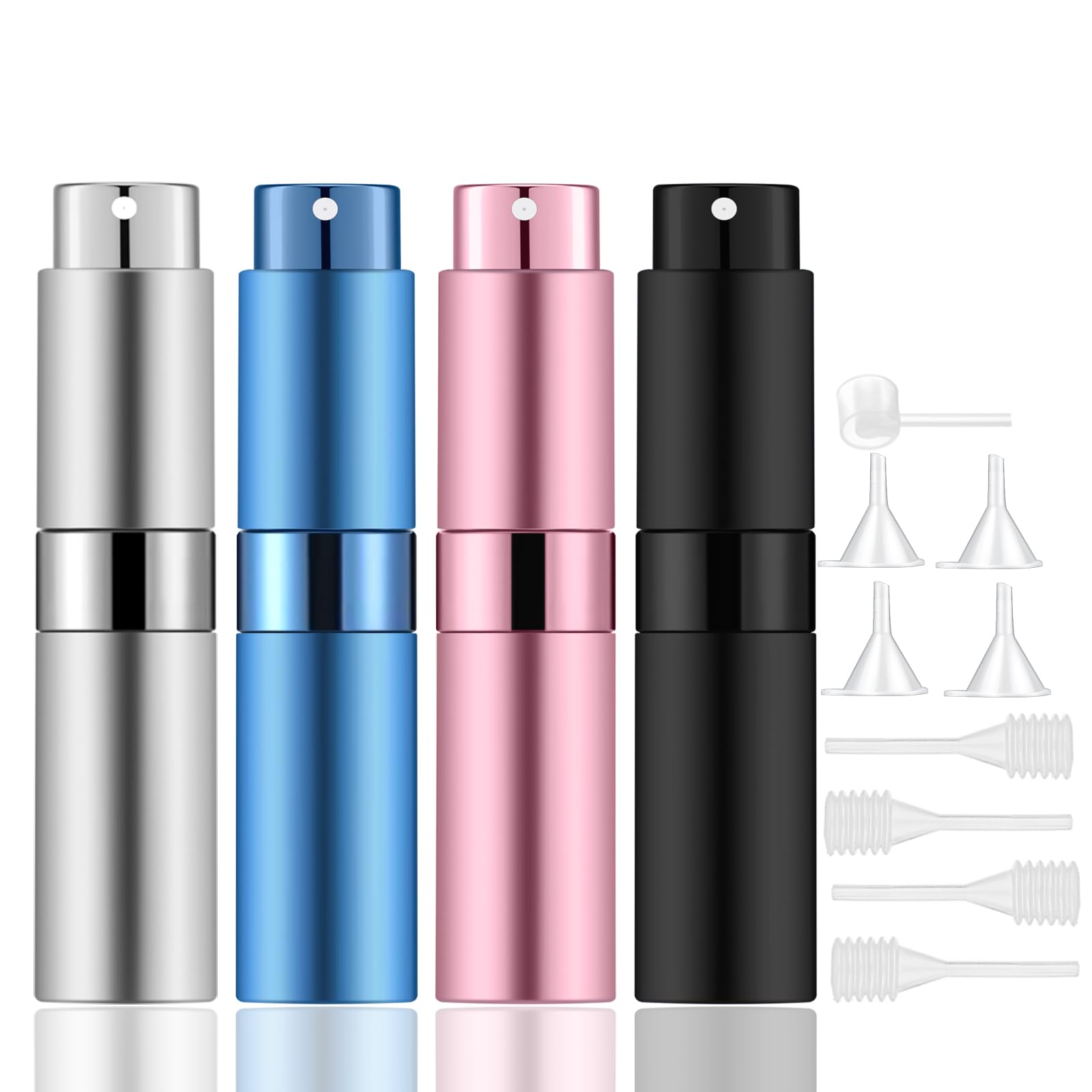 Lil Ray 8ml Portable Mini Perfume Atomizer(4 PCS),Refillable Empty Small Spray Bottle for Travel, Twist Type Pocket Cologne Spra