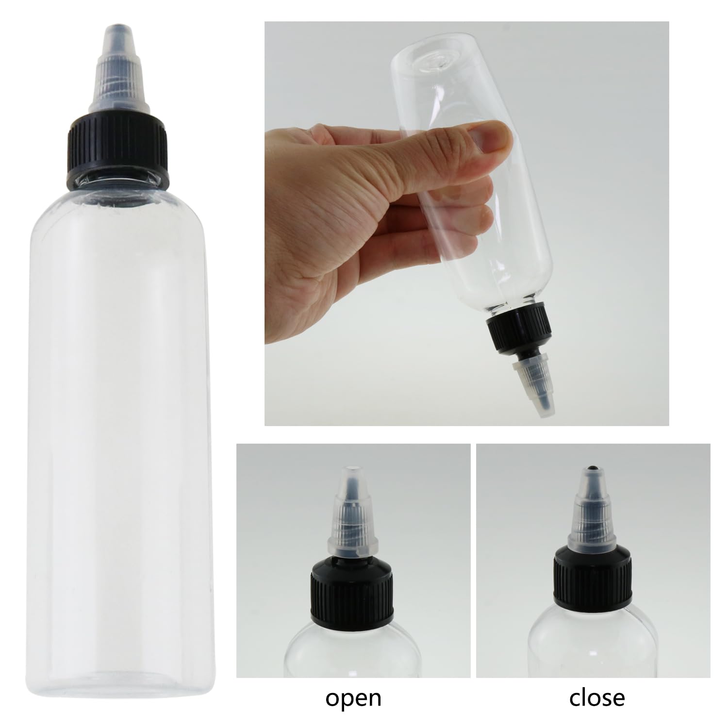 Luorng Squeeze Bottle 5Pcs Condiment Mustard Dispenser 120Ml/4 Oz Empty Plastic Twist Top Dispensing Bottles