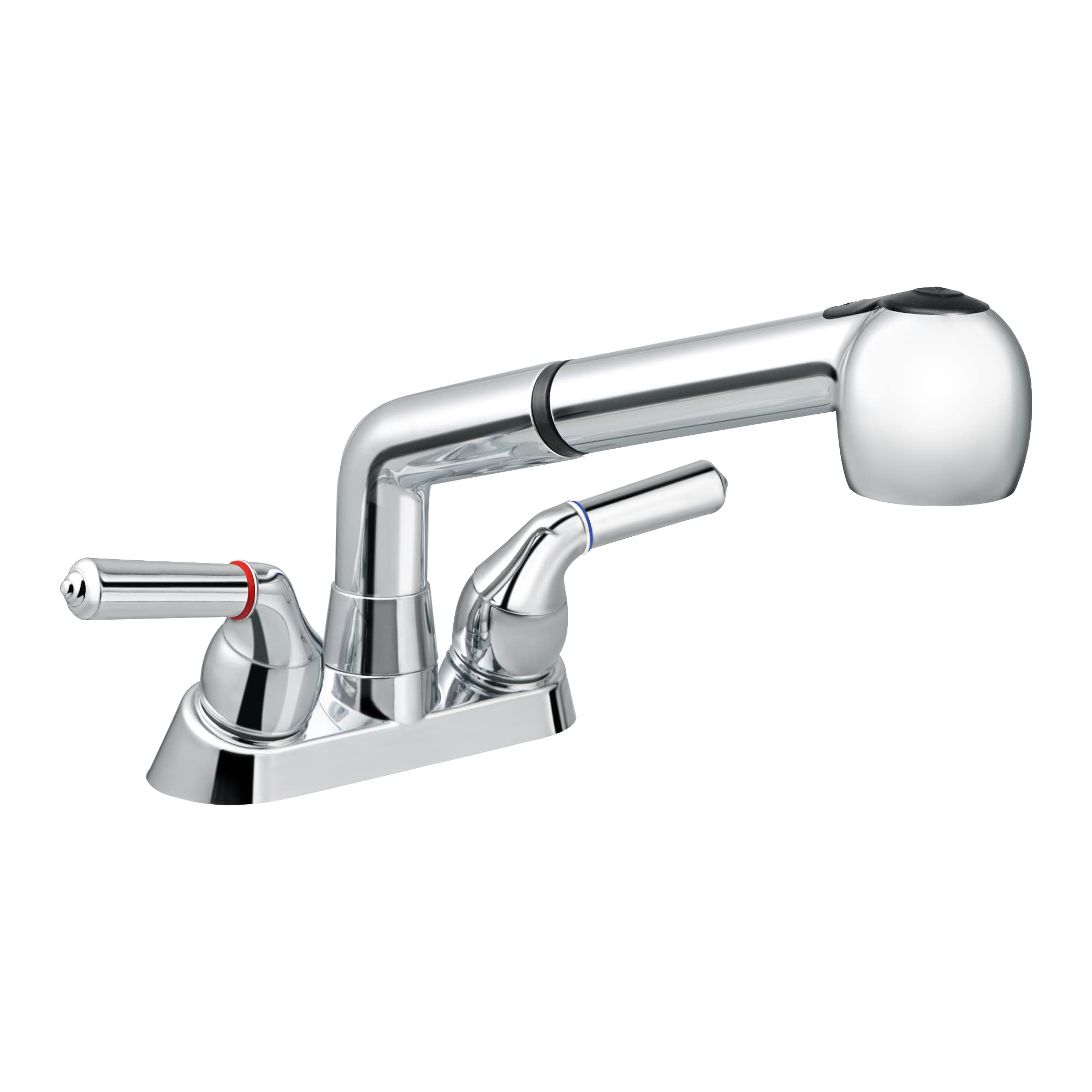 Utility Sink Faucet With Sprayer, Laundry Room Faucet With Pull Out Sprayer For Laundry Tub, 4 Inch Centerset 3 Holes Installati