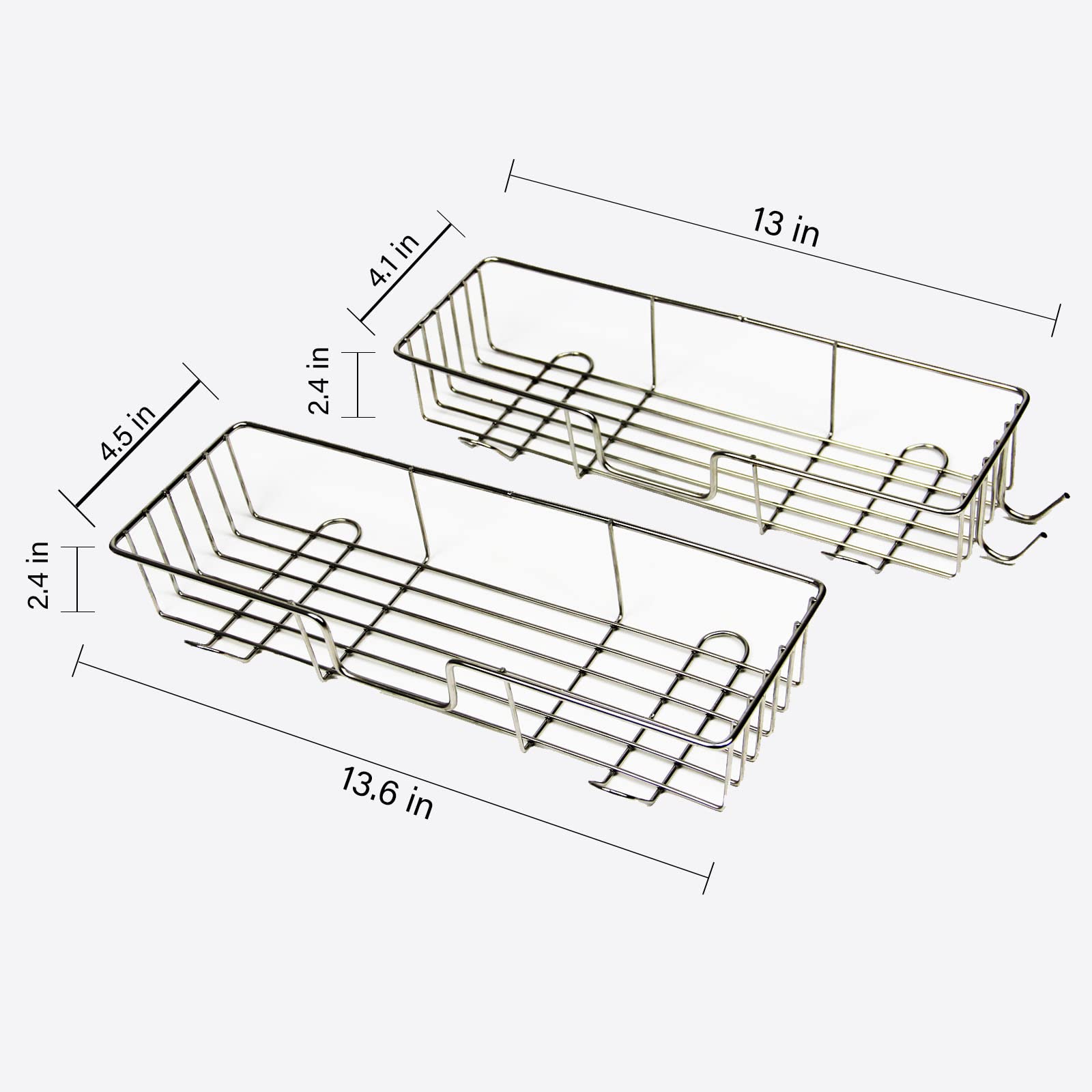 Casaphoria Shower Caddy  Adhesive Shower Organizer with 6 Hooks  Shower Shelf for Inside Shower No Drilling - Rustproof Stainless Steel Shower Rack Wall Mounted  2 Pack(White Silver)