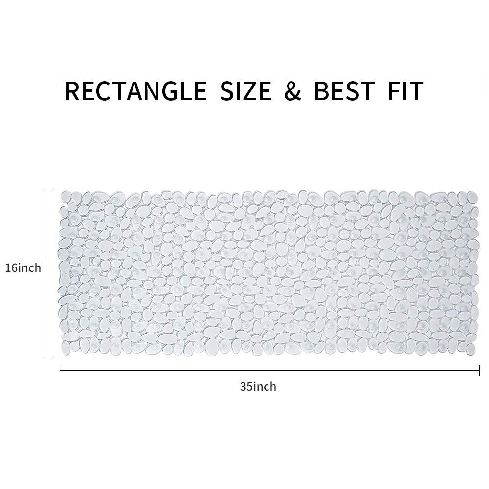 Songziming Pebble Bath Mat For Bathtub To Anti Slip Bathtub Mat In Shower With 16 Inches By 35 Inches (Clear)