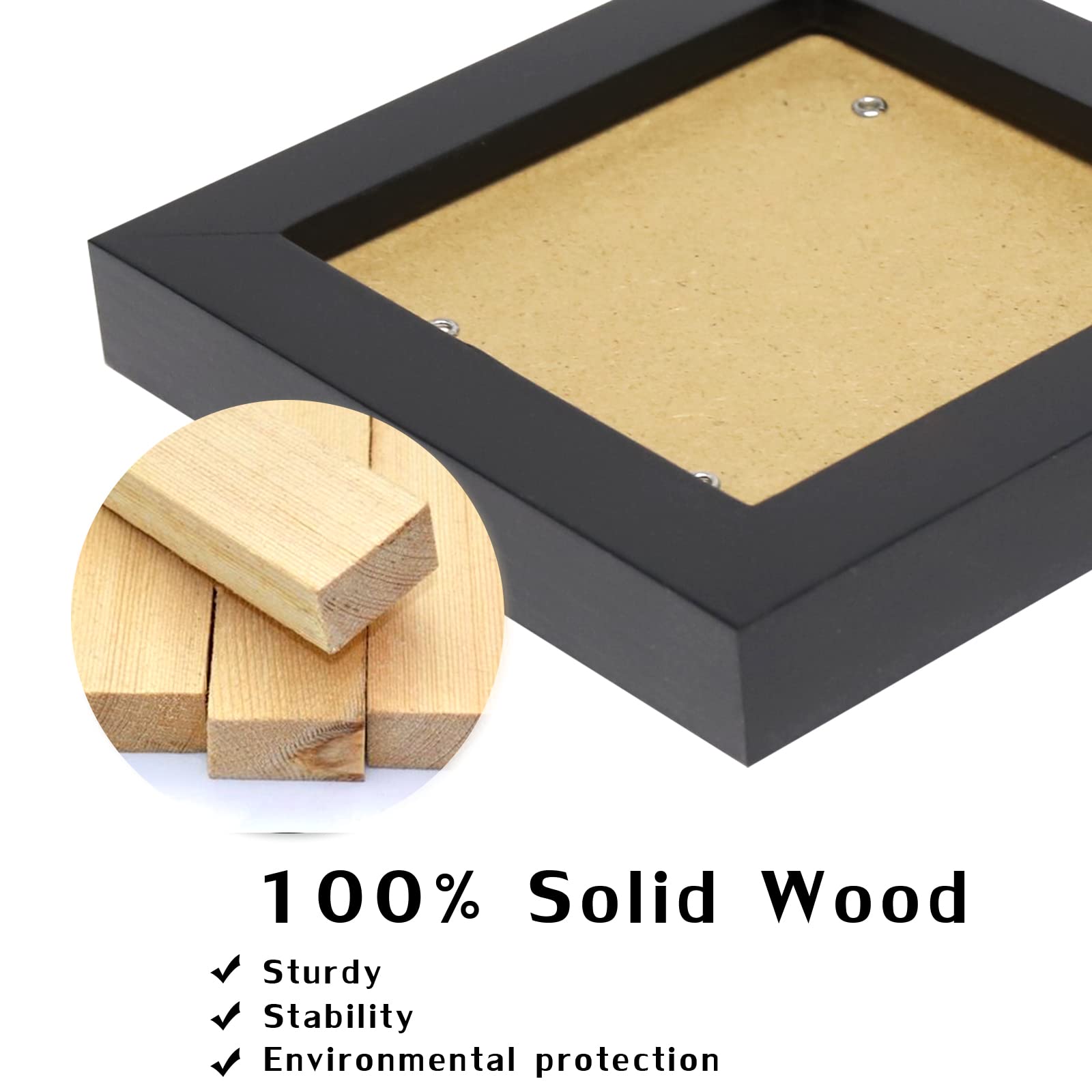 ORIVAN Black 4x4 Picture Frames Set of 4 Solid Wood Photo Frames for Wall and Tabletop Photo Frame