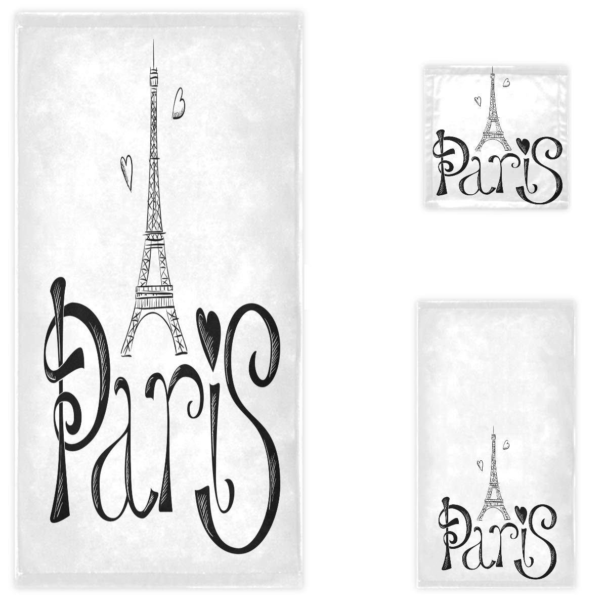 Naanle Stylish Eiffel Tower Paris Soft Luxury Decorative Set Of 3 Towels, 1 Bath Towel+1 Hand Towel+1 Washcloth, Multipurpose Fo