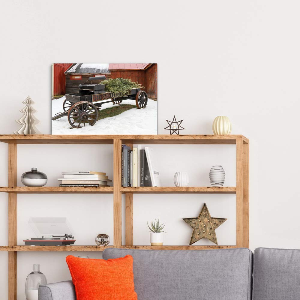 Renditions Gallery Canvas Wall Art Modern Paintings & Prints Decor Red Barn Christmas Wagon Rustic Glam Festival Wall Hanging Ar