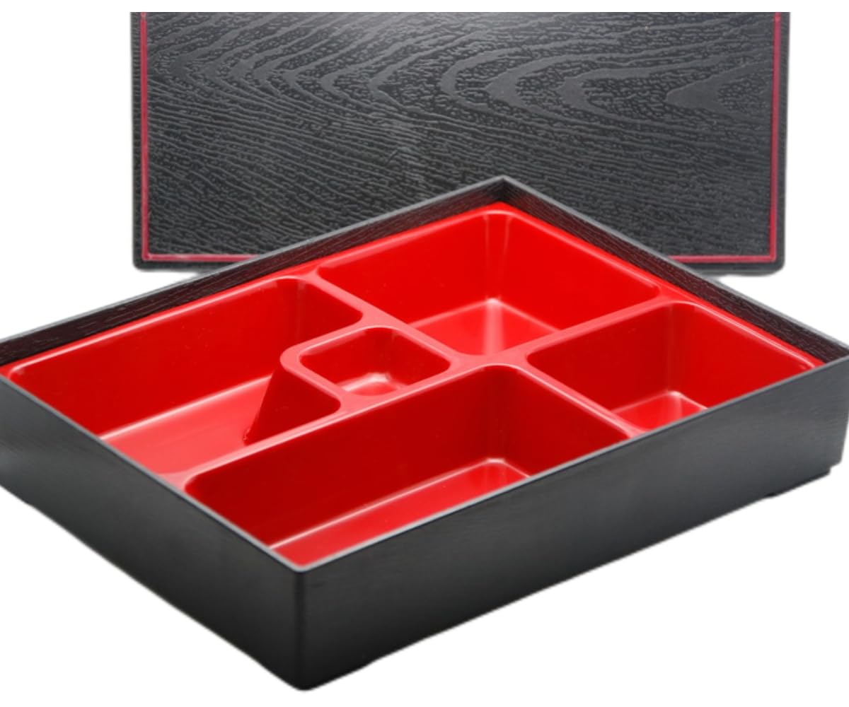 5 Compartments Lacquered Bento Lunch Box W. Cover
