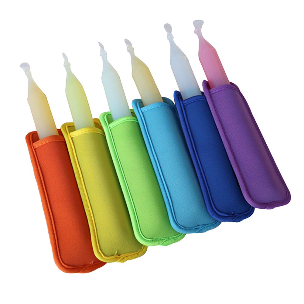 Popsicle Holder Bags Popsicle Sleeves Ice Pop Sleeves Reusable Ice Freezer Protective Cover (6 Pack)