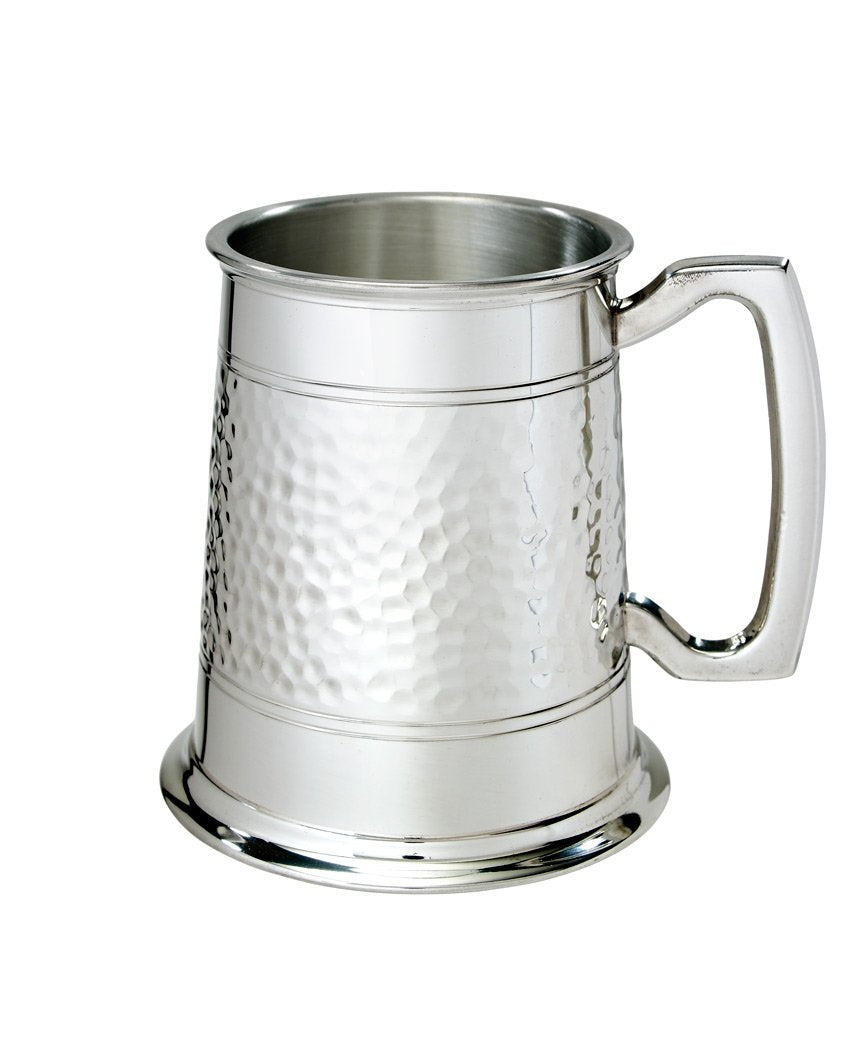 Wentworth Pewter - Half Hammered 1 Pint Pewter Tankard (Hammered Pattern Tankard)