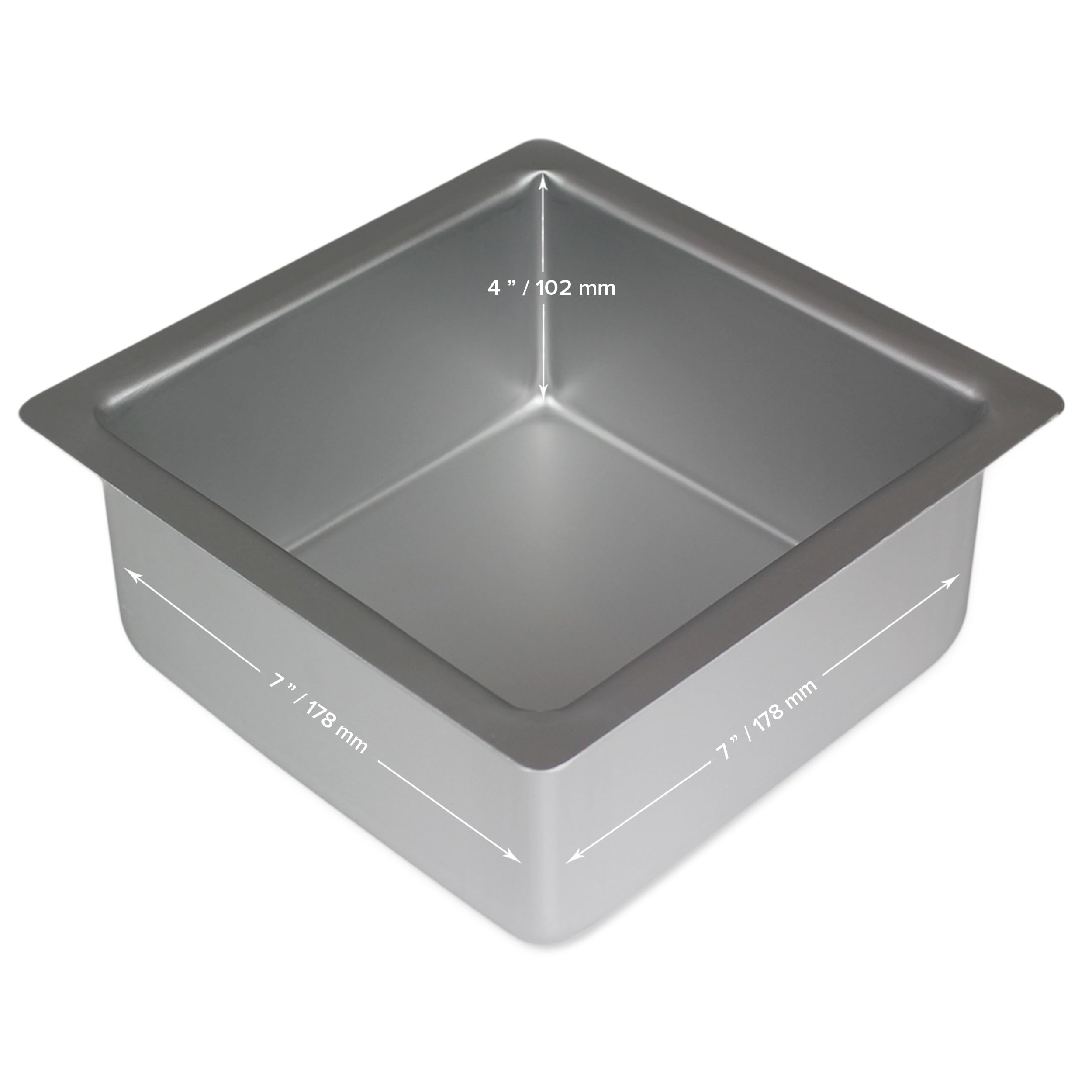 Pme Professional Aluminum Square Cake Pan (7 X 7 X 4), Silver, Standard