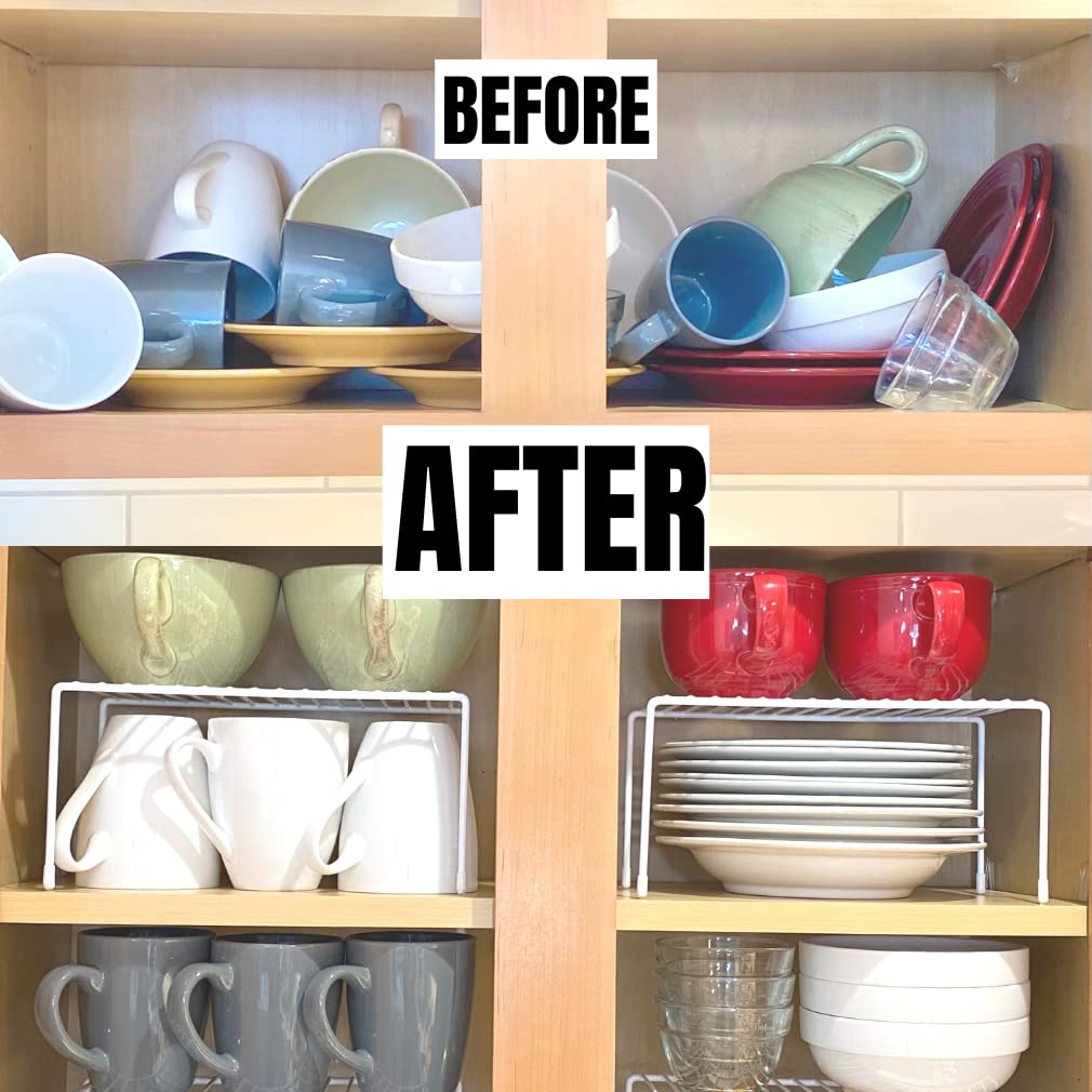 Evelots Wire Rack Cabinet Shelf Organizer Set Of 2 White Kitchen Organization, Bathroom Cabinet Organizer, Food Pantry Organizat