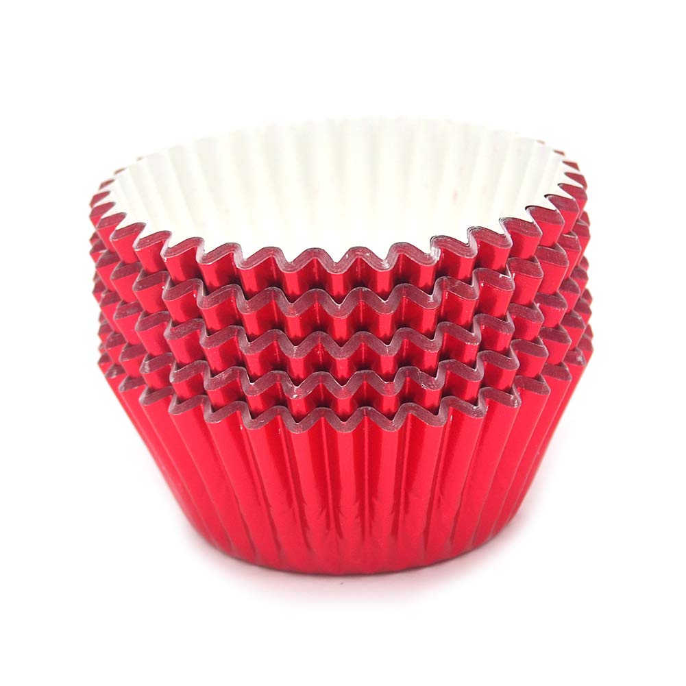 Mombake Standard Red Foil Cupcake Liners Muffin Baking Cups For Party And More, 100-Count