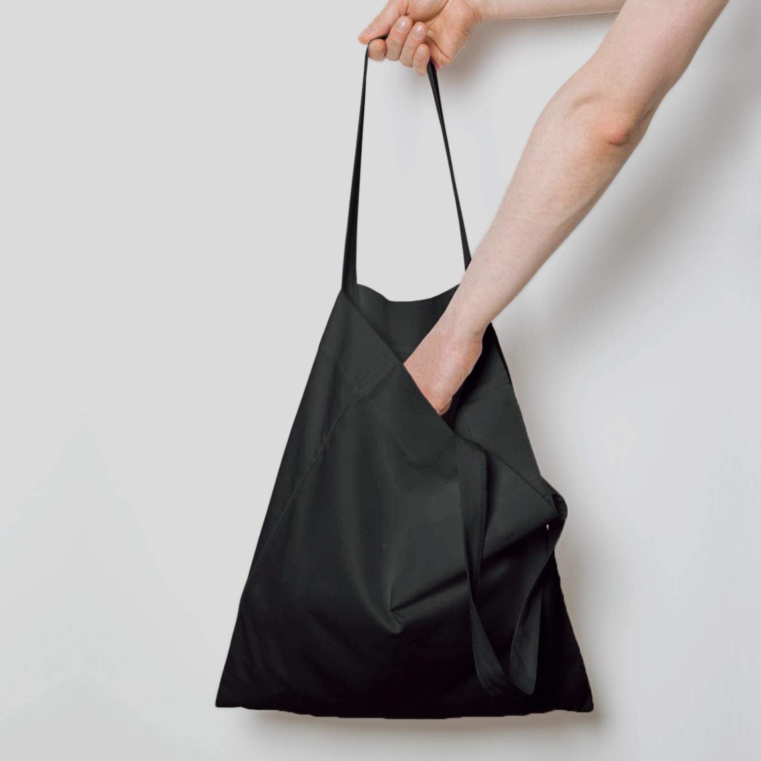 NPBAG 5 Pack 15'' X 16'' Black Cotton Tote Bags  Lightweight Blank Bulk Cloth bags with 1pc of PTFE Teflon Sheet
