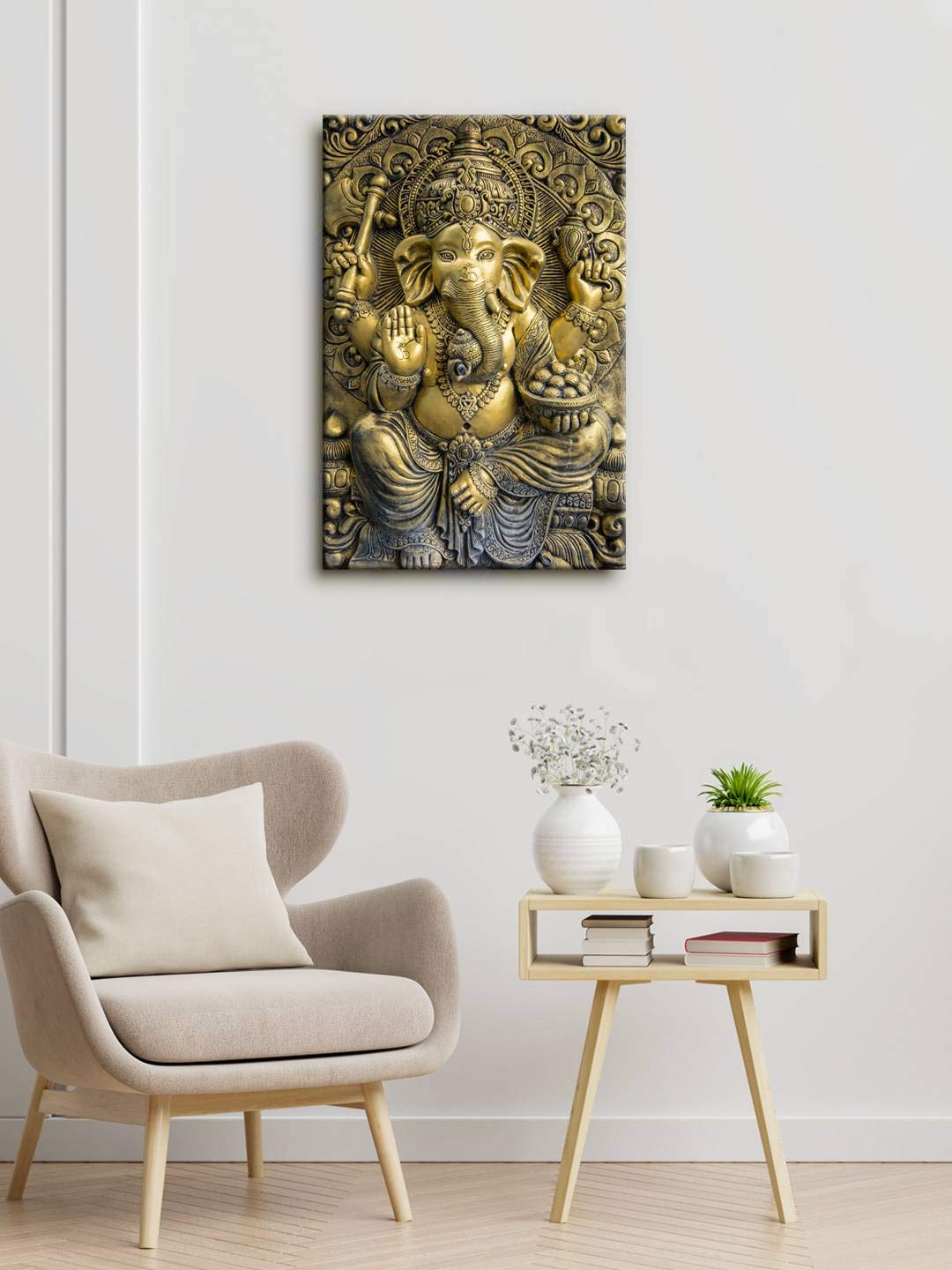 999Store Wooden Stretched God Lord Ganesha Ganpati paintings for bedroom with frame wall ganesha big size art bed room living dc