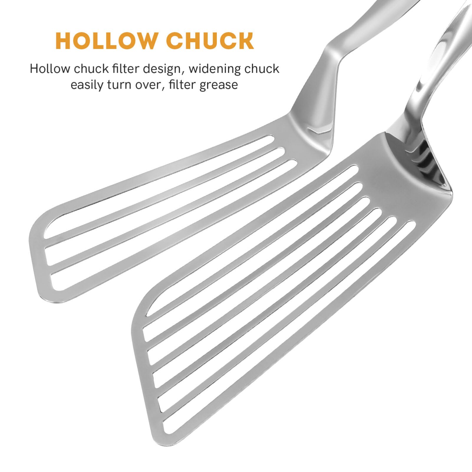 Stainless Steel Spatula Tongs For Cooking Fish Gripper Handy Pizza Clip Slotted Double Spatula Grill Tongs Metal Spatulas For Ki