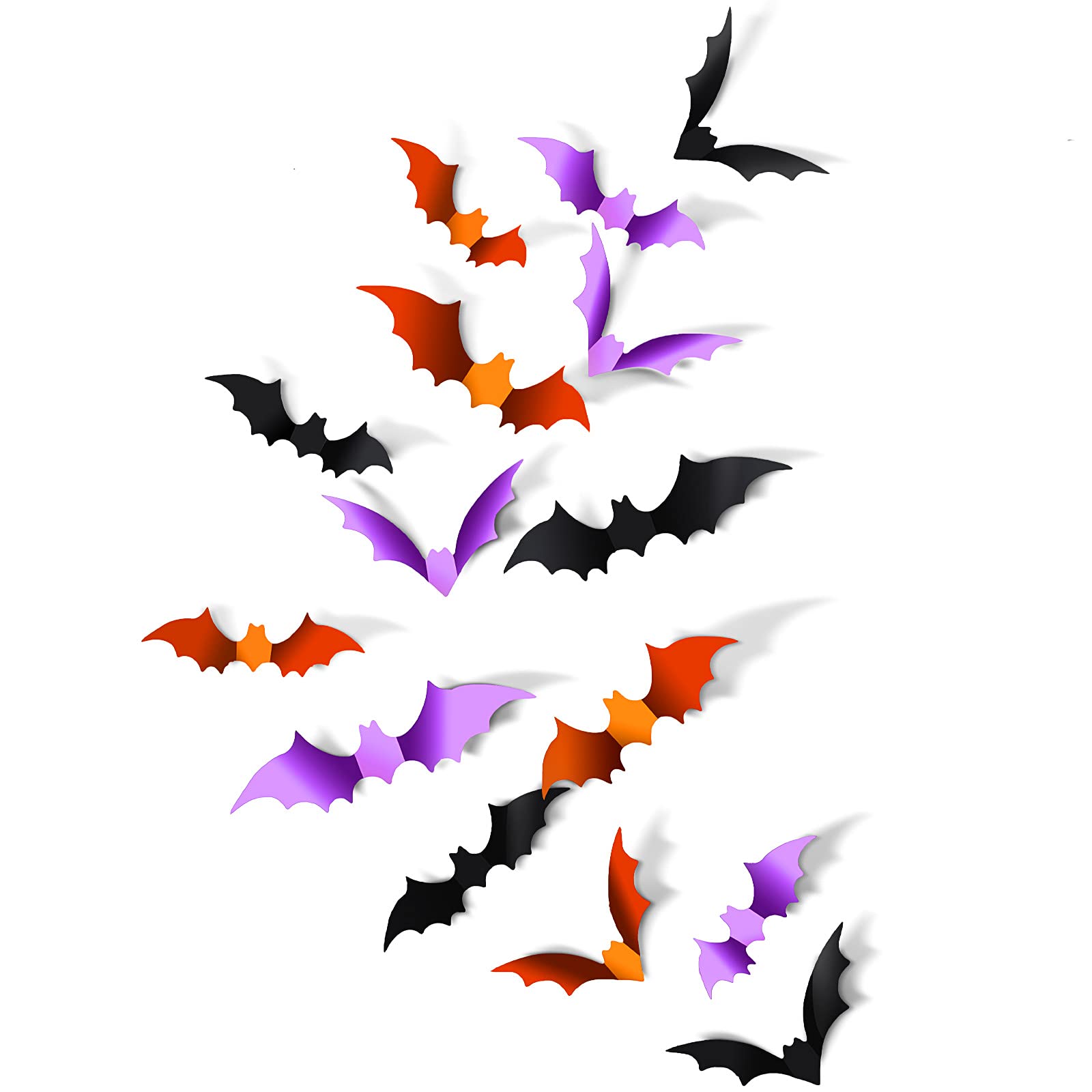 Halloween 3D Bats Wall Decor Bat Wall Stickers Reusable Pvc Halloween Wall Decal Stickers 3 Colors 4 Sizes Scary Bat Decals Indo