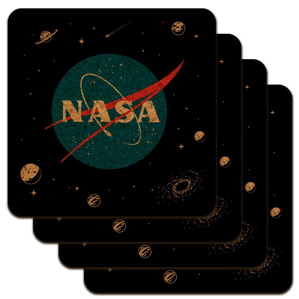 Nasa Official Meatball Logo Low Profile Novelty Cork Coaster Set
