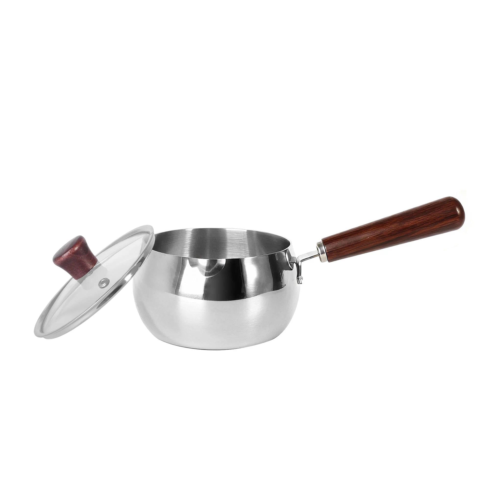 IMEEA 1 Quart Saucepan with Lid TriPly 304 Stainless Steel Milk Pot