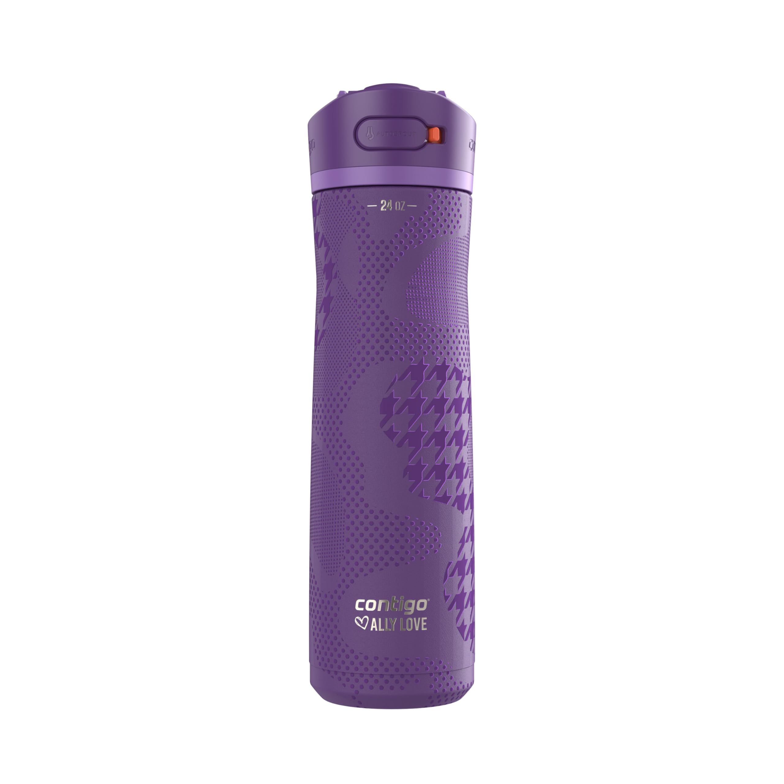 Contigo x Ally Love Ashland Chill 2.0, Stainless Steel, Spill Proof Water Bottle with AutoPop Easy Lean Lid, BPA Free, 24oz, Vio