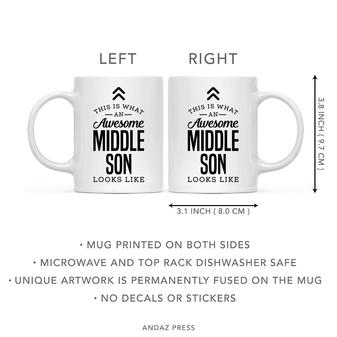 Andaz Press 11oz. Ceramic Coffee Tea Mug Gift, This is What an Awesome Middle Son Looks Like, 1-Pack, Birthday Gift Ideas Cowork