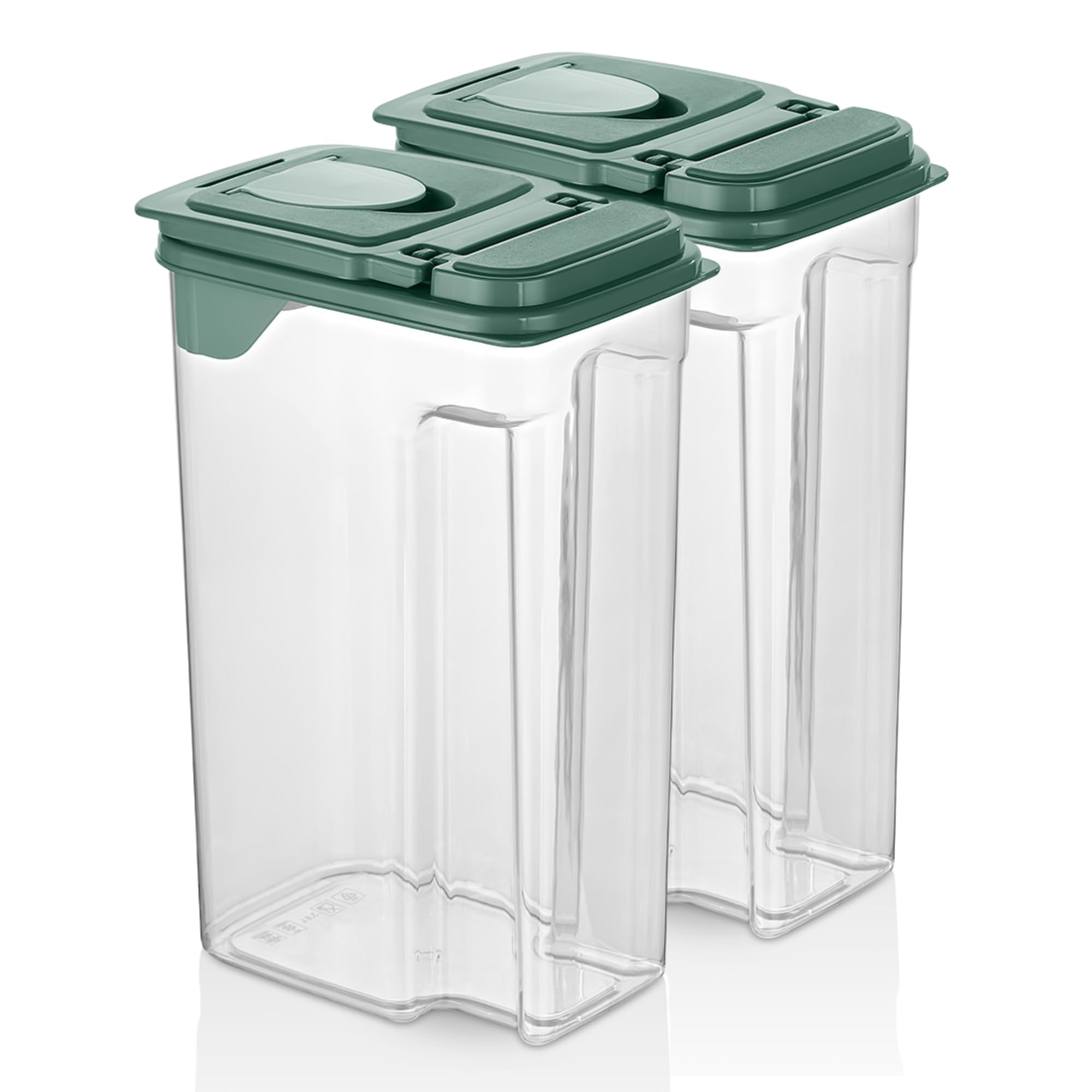 Tribello Food Storage Dispenser with Pour Spout Lid  Pantry Bin  Clear Slim Food Storage Container for Rice, Sugar, Cereal  B