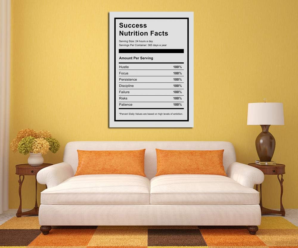 Success Nutrition Facts Office Quotes Motivational Canvas Wall Art- Entrepreneur Inspirational Artwork Canvas Print Picture Fram