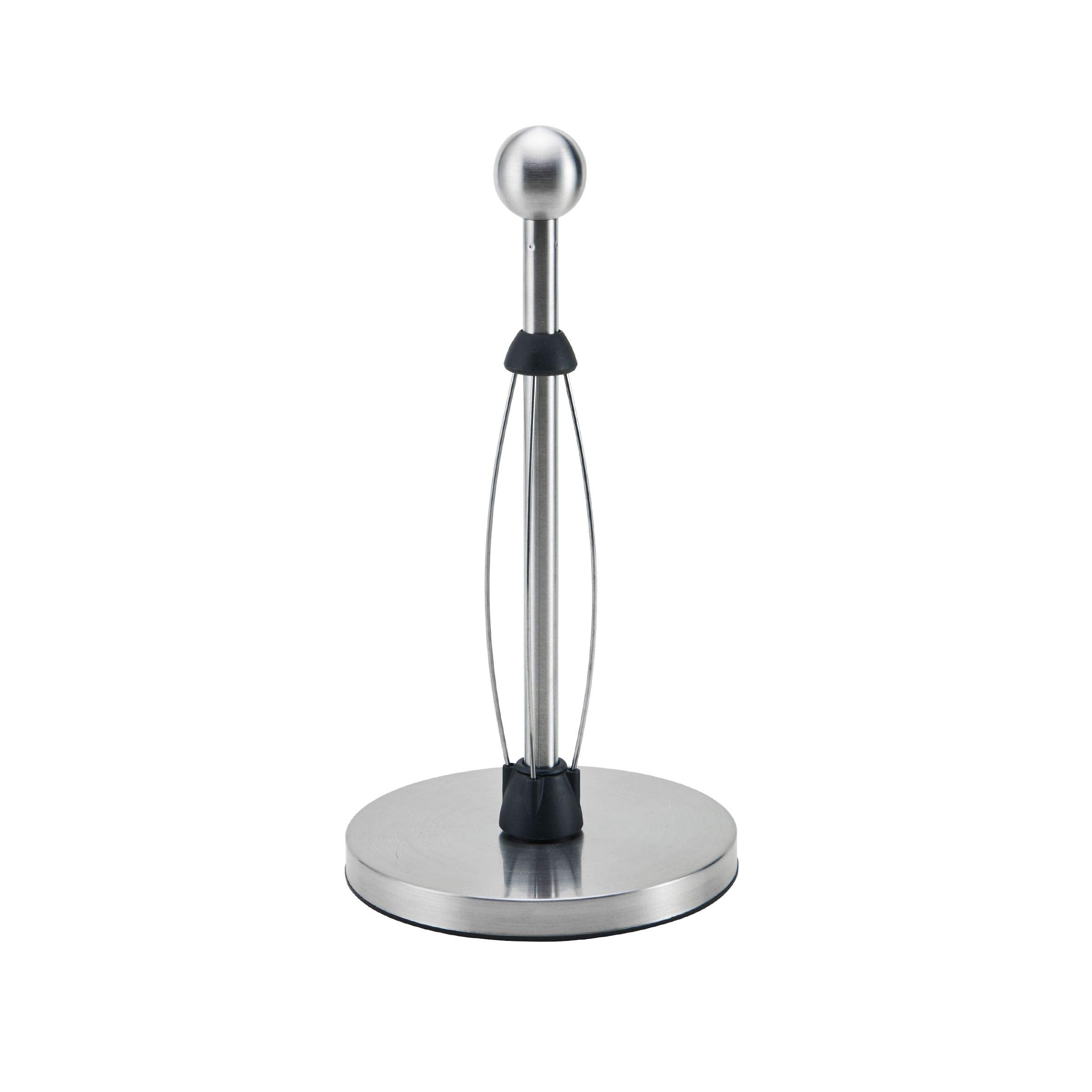 Kamenstein Perfect Tear Low Profile Stainless Steel Countertop Paper Towel Holder, Ball Finial, One Handed Pull, No Unraveling,