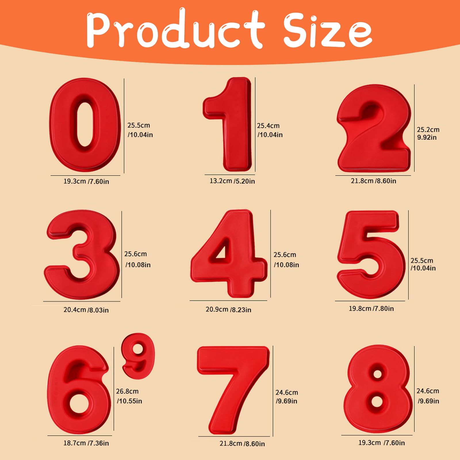 Silicone Numbers Cake Molds, 3D Digital Baking Silicone Mould,10Inch Large Number Cake Pan Set 0-9 Numbers Cake Pan Silicone Bak