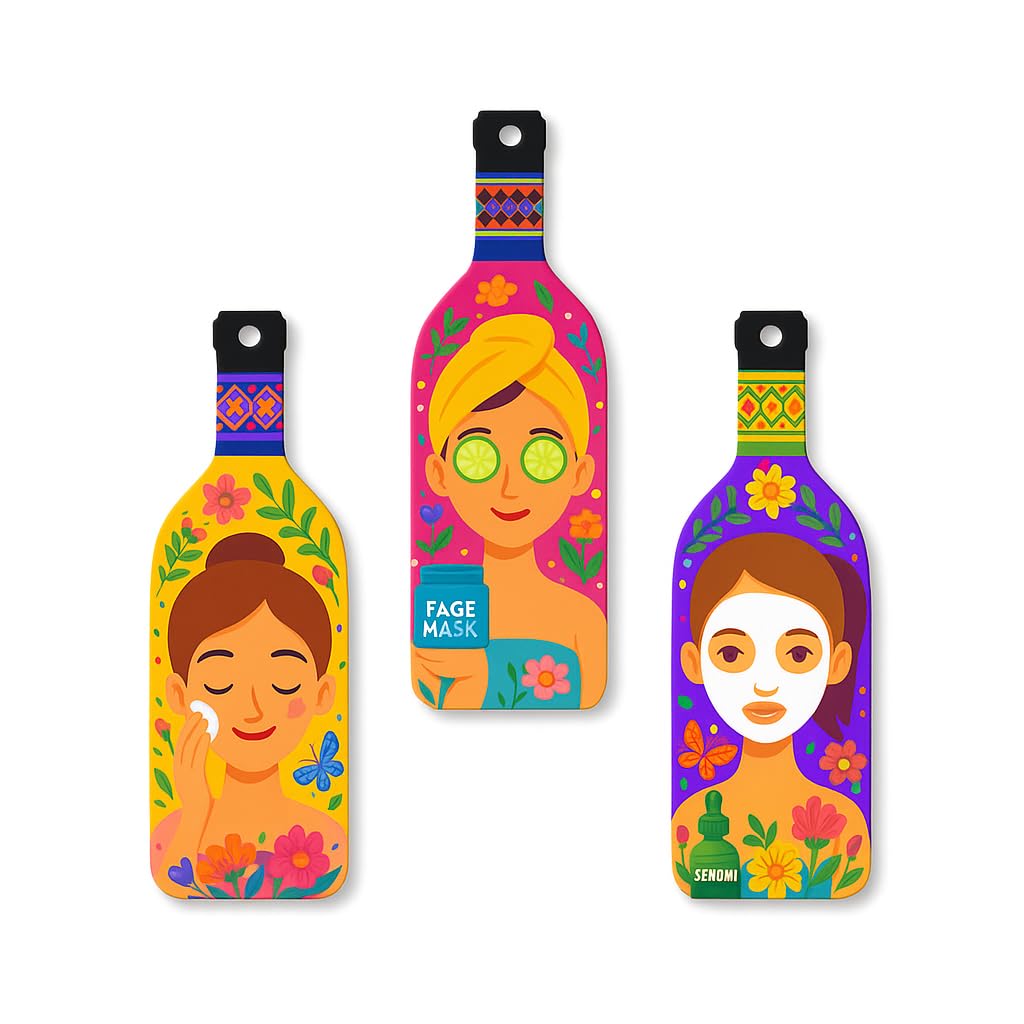 Genxtra Skin Care Women Bottle Wooden Wall Hanging For Home Decor | Decoration Items For Home | Art Item For Office | Decorative