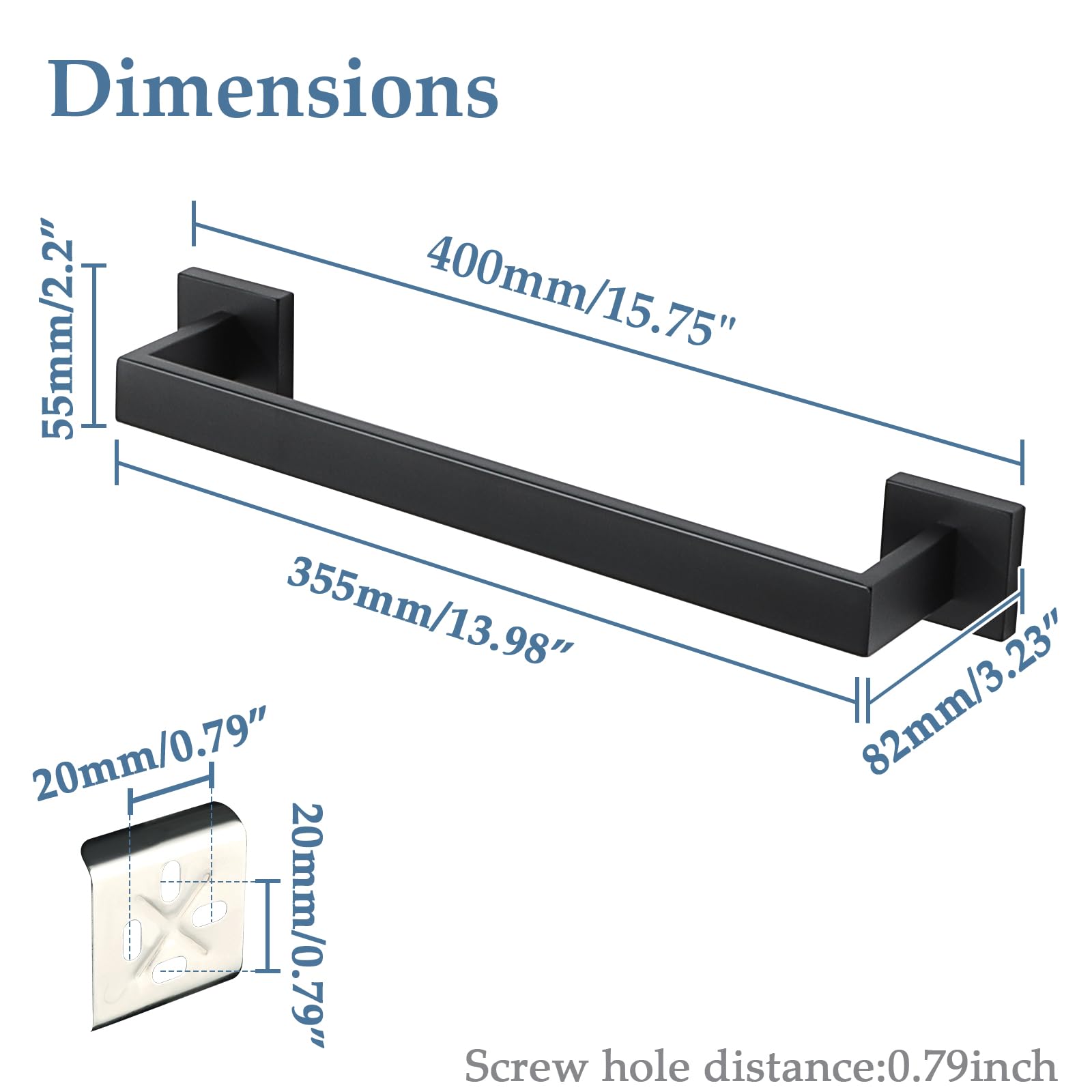 Alise Bath Towel Bars,16 Inch Towel Holder Towel Racks For Bathroom And Lavatory,Sus304 Stainless Steel Hand Towel Hanger Rail W