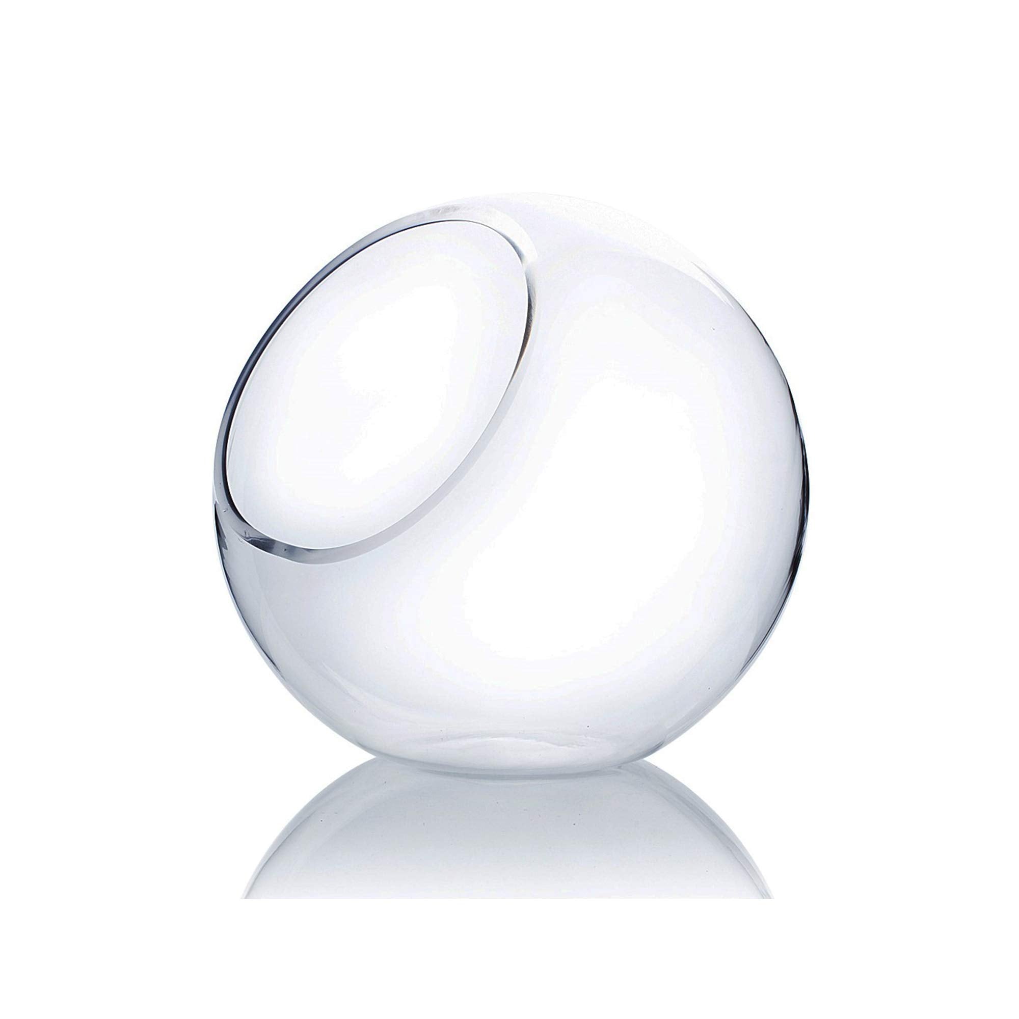 WGV Slant Cut Bowl Glass Vase, Width 9, Height 9, Clear Round Globe Planter Terrarium Orb, Candy Dish, Fruit Jar, Floral Contain