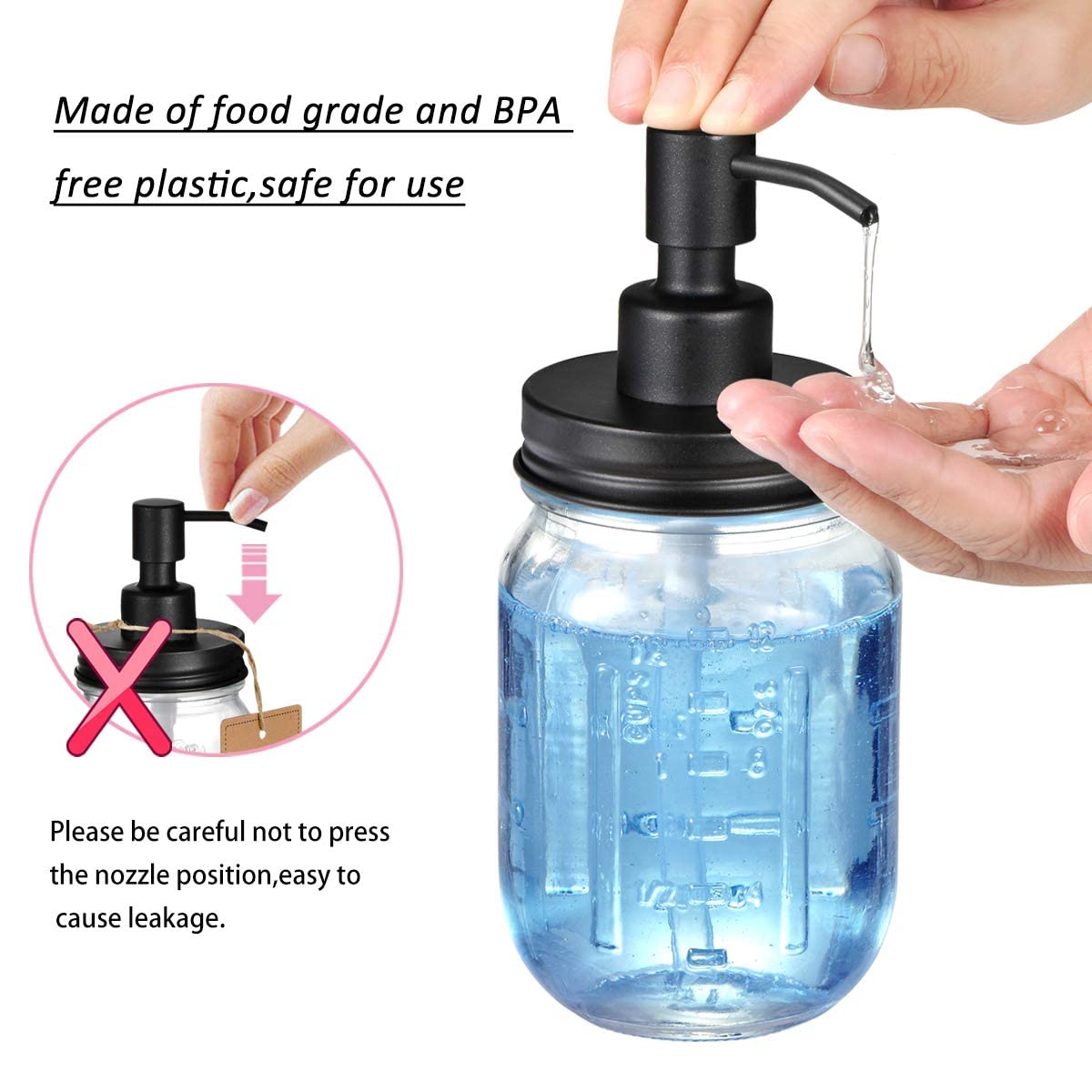 Mason Jar Liquid Soap Dispenser Lids(2) -Premium Rust Proof Stainless Steel Replacement- Farmhouse Decor For Kitchen & Bathroom,