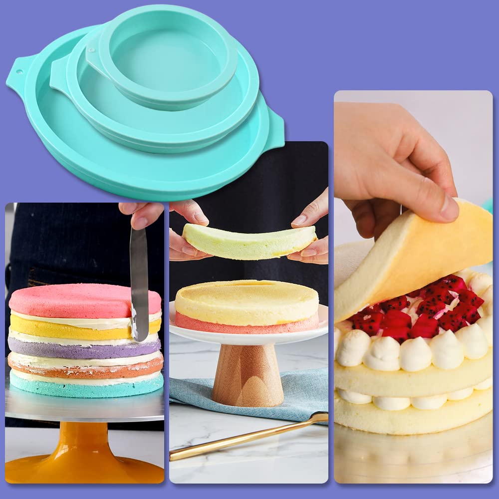 Newk Silicone Round Cake Mold, 3 Packs Silicone Cake Pans Mold For Layer Cakes, Rainbow Cakes, Resin Coasters - 4   +6+8