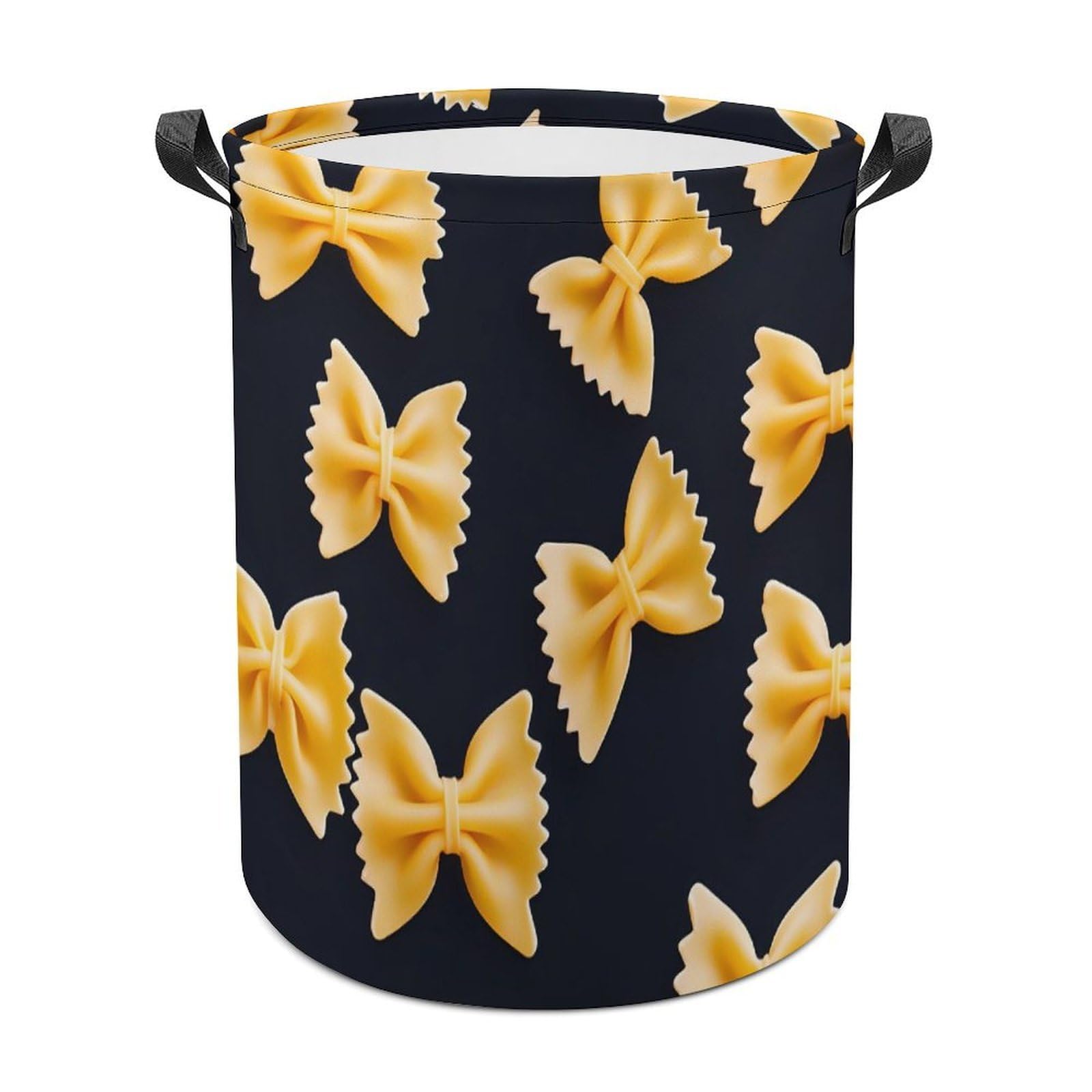 Bow Tie Pasta Funny Laundry Hamper Dirty Clothes Storage Basket with Handle for Bathroom Living Room