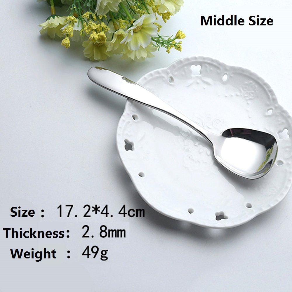 Ercrysto Stainless Steel Soup Spoons,Table Spoons,Dinner Spoons,Rice Spoons,Special Square Design,Mirror Polish,Middle Size(6.77