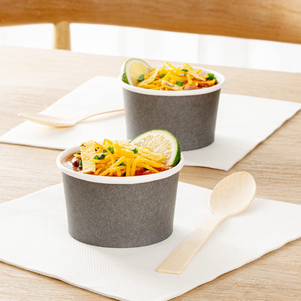 Restaurantware Coppetta 5 Ounce Ice Cream Cups  200 Disposable Treat Cups - For Hot & Cold Foods  LeakResistant  Gray Paper Chili Cups  Freezer- & Microwave-Safe  Grease-Resistant