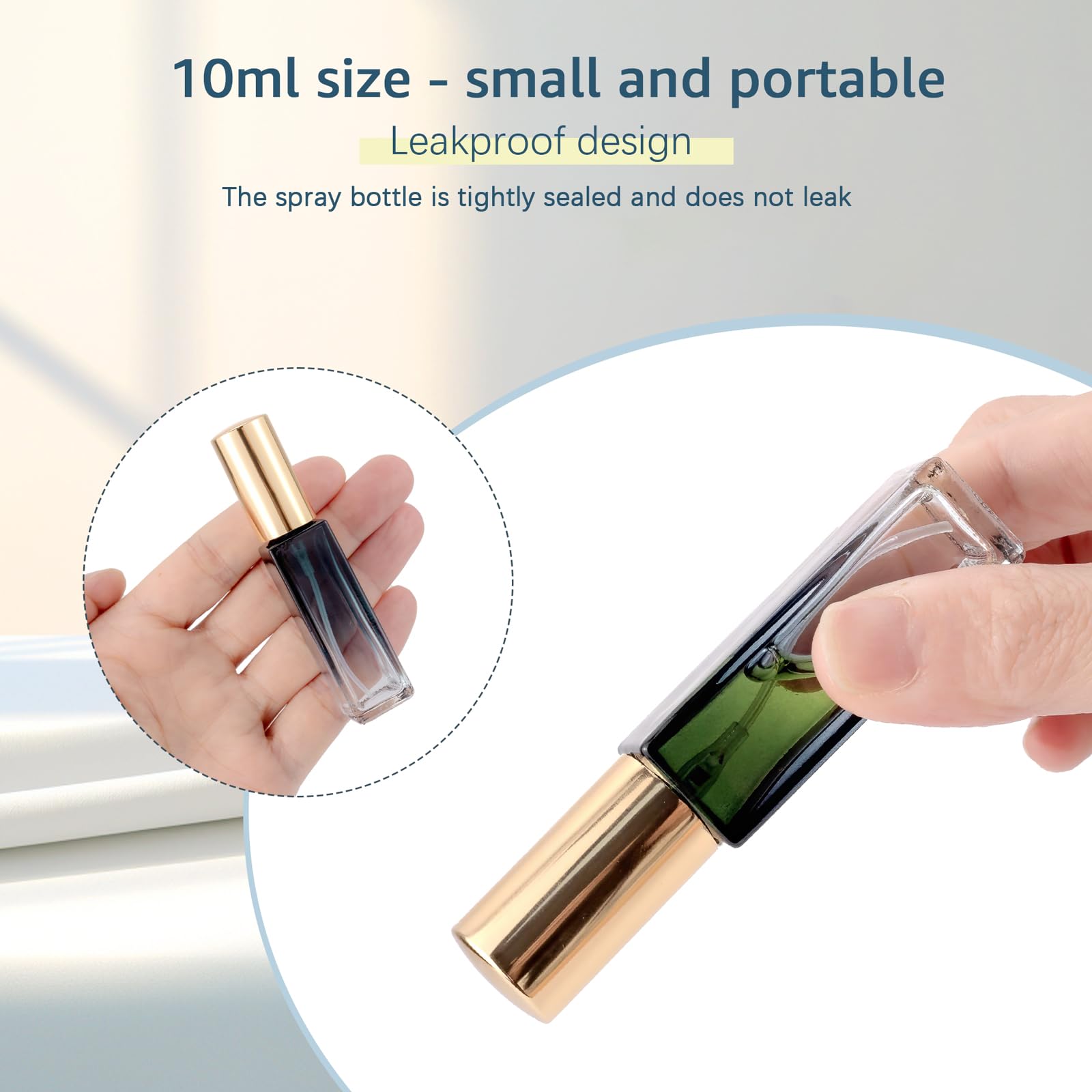 Kesell 10Ml Spray Bottle 11 Pcs Mini Glass Perfume Bottle Refillable Perfume Atomizer Travel Size Square Empty Bottle With 5Pcs