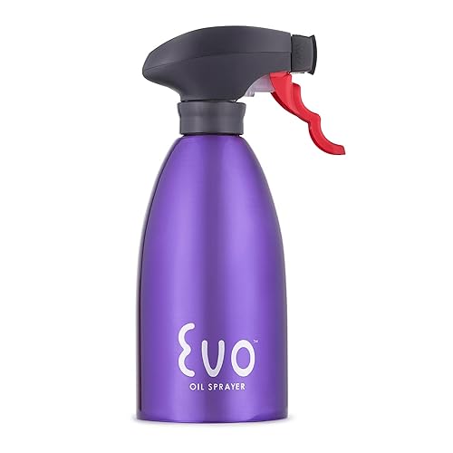 Evo Stainless Steel Oil Sprayer Non-Aerosol For Olive Cooking Oils, 16Oz, Purple